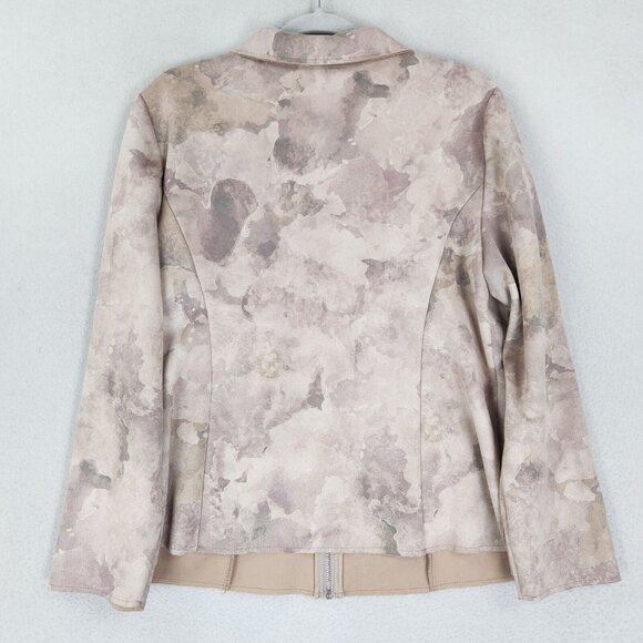 Chicos Jacket Womens 2 Cream Tan 12 Faux Suede Full Zip Lightweight Casual - Picture 11 of 12